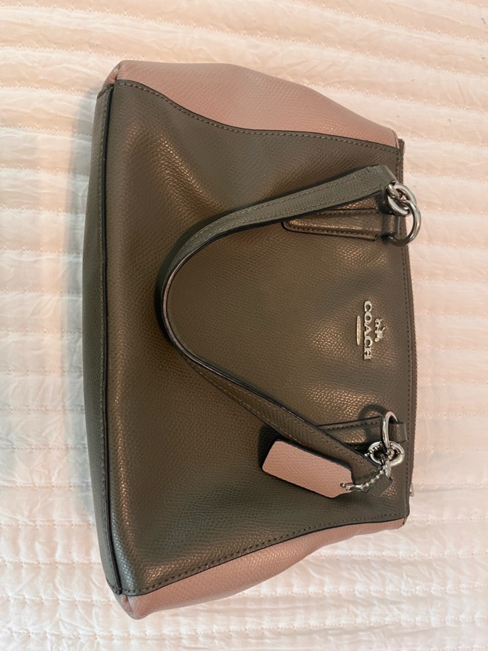 Coach Two-Tone Gray and Light Pink Leather Shoulder Bag